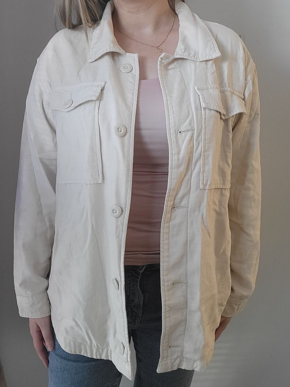 Light Cream Utility Jacket - Picture 1 of 8